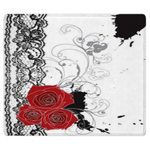 Valentine Red Roses And Lace Swirl Rugs 5695960