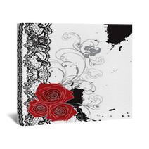 Valentine Red Roses And Lace Swirl Wall Art 5695960
