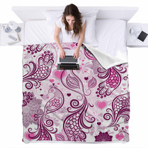 Valentine Repeating Pink Pattern Blankets 50779345