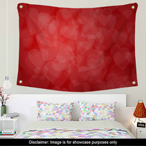 Valentine's Day Red Hearts Background Wall Art 60478645