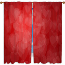 Valentine's Day Red Hearts Background Window Curtains 60478645