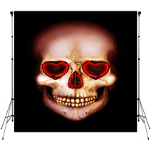 Valentine Scary Red Skull With Heart In Darkness Backdrops 101082919