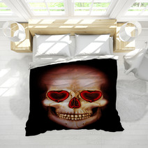 Valentine Scary Red Skull With Heart In Darkness Bedding 101082919