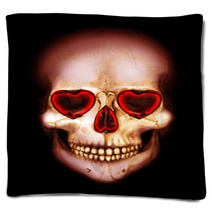 Valentine Scary Red Skull With Heart In Darkness Blankets 101082919
