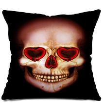 Valentine Scary Red Skull With Heart In Darkness Pillows 101082919