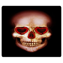 Valentine Scary Red Skull With Heart In Darkness Rugs 101082919