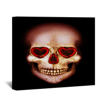 Valentine Scary Red Skull With Heart In Darkness Wall Art 101082919