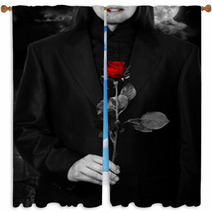 Vampire With A Rose Window Curtains 44070402