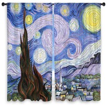 Van Gogh The Starry Night Adult Coloring Page Window Curtains 199514031