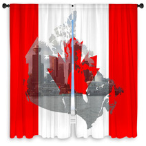 Vancouver Skyline Canada Window Curtains 2363826