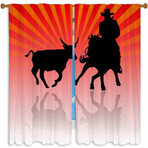 Vaquero Llevando Vacas Window Curtains 13738588