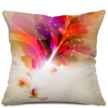 Varicolored  Branch With Abstract Leaves Pillows 38773419