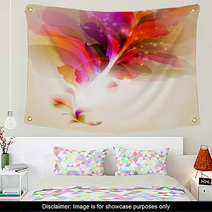 Varicolored  Branch With Abstract Leaves Wall Art 38773419