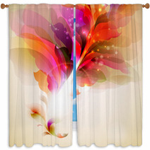 Varicolored  Branch With Abstract Leaves Window Curtains 38773419
