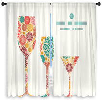 Vector Abstract Decorative Circles Three Wine Glasses Window Curtains 72320611