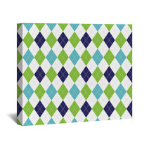Vector Argyle Seamless Pattern In Navy Blue And Green Color Seamless Argyle Pattern Checkered Seamless Pattern Wall Art 162079615