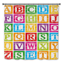 Vector Baby Blocks Set 1 Of 3 - Capital Letters Alphabet Bath Decor 34967791