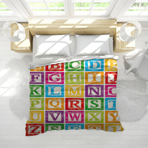 Vector Baby Blocks Set 1 Of 3 - Capital Letters Alphabet Bedding 34967791