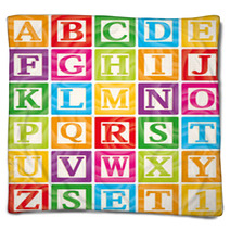Vector Baby Blocks Set 1 Of 3 - Capital Letters Alphabet Blankets 34967791