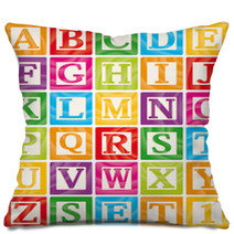 Vector Baby Blocks Set 1 Of 3 - Capital Letters Alphabet Pillows 34967791