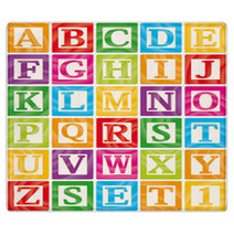 Vector Baby Blocks Set 1 Of 3 - Capital Letters Alphabet Rugs 34967791