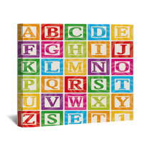 Vector Baby Blocks Set 1 Of 3 - Capital Letters Alphabet Wall Art 34967791