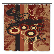 Vector Biker Silhouette On Vintage Grunge Background Bath Decor 36300545