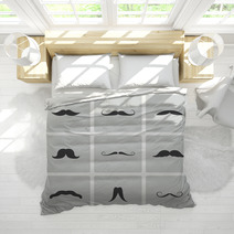 Vector Black Mustaches Icons Set Bedding 59551691