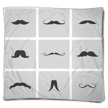 Vector Black Mustaches Icons Set Blankets 59551691