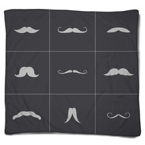 Vector Black Mustaches Icons Set Blankets 59599398
