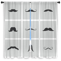 Vector Black Mustaches Icons Set Window Curtains 59551691