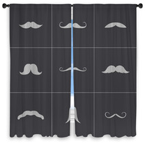 Vector Black Mustaches Icons Set Window Curtains 59599398