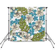 Vector Blue Tropical Flowers Seamless Pattern? Backdrops 62353372