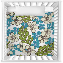 Vector Blue Tropical Flowers Seamless Pattern? Nursery Decor 62353372