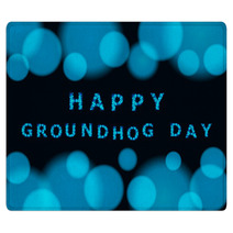 Vector Blurry Background With Bokeh And Inscription Happy Groundhog Day. Rugs 101053718