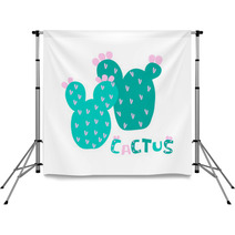Vector Cactus Exotic Pricky Childish Funny Plant On White Word For Design Paper Textil Backdrops 237140451