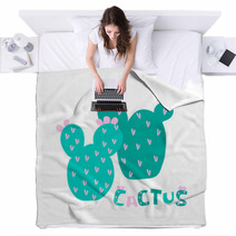 Vector Cactus Exotic Pricky Childish Funny Plant On White Word For Design Paper Textil Blankets 237140451