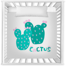 Vector Cactus Exotic Pricky Childish Funny Plant On White Word For Design Paper Textil Nursery Decor 237140451