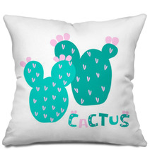 Vector Cactus Exotic Pricky Childish Funny Plant On White Word For Design Paper Textil Pillows 237140451