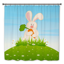 Vector Cartoon Little Toy Bunny With Carrot Bath Decor 27350904