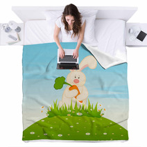 Vector Cartoon Little Toy Bunny With Carrot Blankets 27350904