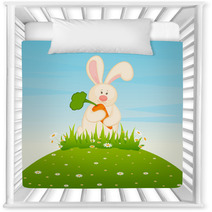Vector Cartoon Little Toy Bunny With Carrot Nursery Decor 27350904