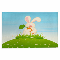 Vector Cartoon Little Toy Bunny With Carrot Rugs 27350904