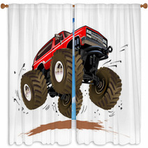 Vector Cartoon Monster Truck Window Curtains 50565924