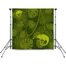 Vector Chameleon On A Leaf Background Backdrops 67010208