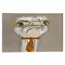 Vector Closeup Portrait Of Funny Ostrich Bird Hipster Rugs 67168564