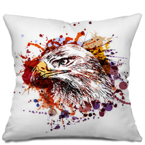 Vector Color Illustration Of An Eagle Head Pillows 193407949