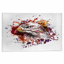Vector Color Illustration Of An Eagle Head Rugs 193407949