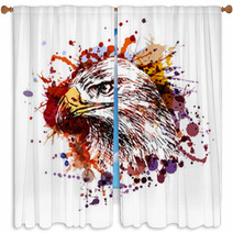 Vector Color Illustration Of An Eagle Head Window Curtains 193407949