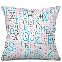 Vector Colorful Alphabet Letters Seamless Pattern Background Pillows 59996818